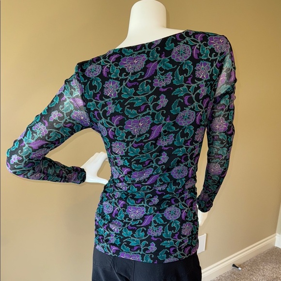 George Blouse Purple Black Real Elegant Top Women’s Size M - Picture 2 of 12